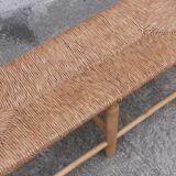 Wood and straw vintage bench