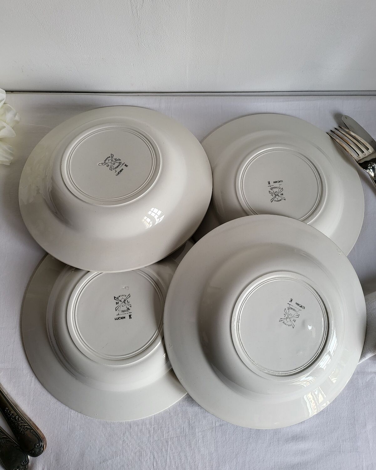 4 Deep Plates in earthenware Moulin des Loups & Hamage model Lucien