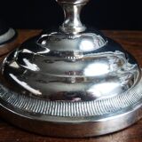 Pair of silver metal candlesticks / 3-branch silver metal candelabras.