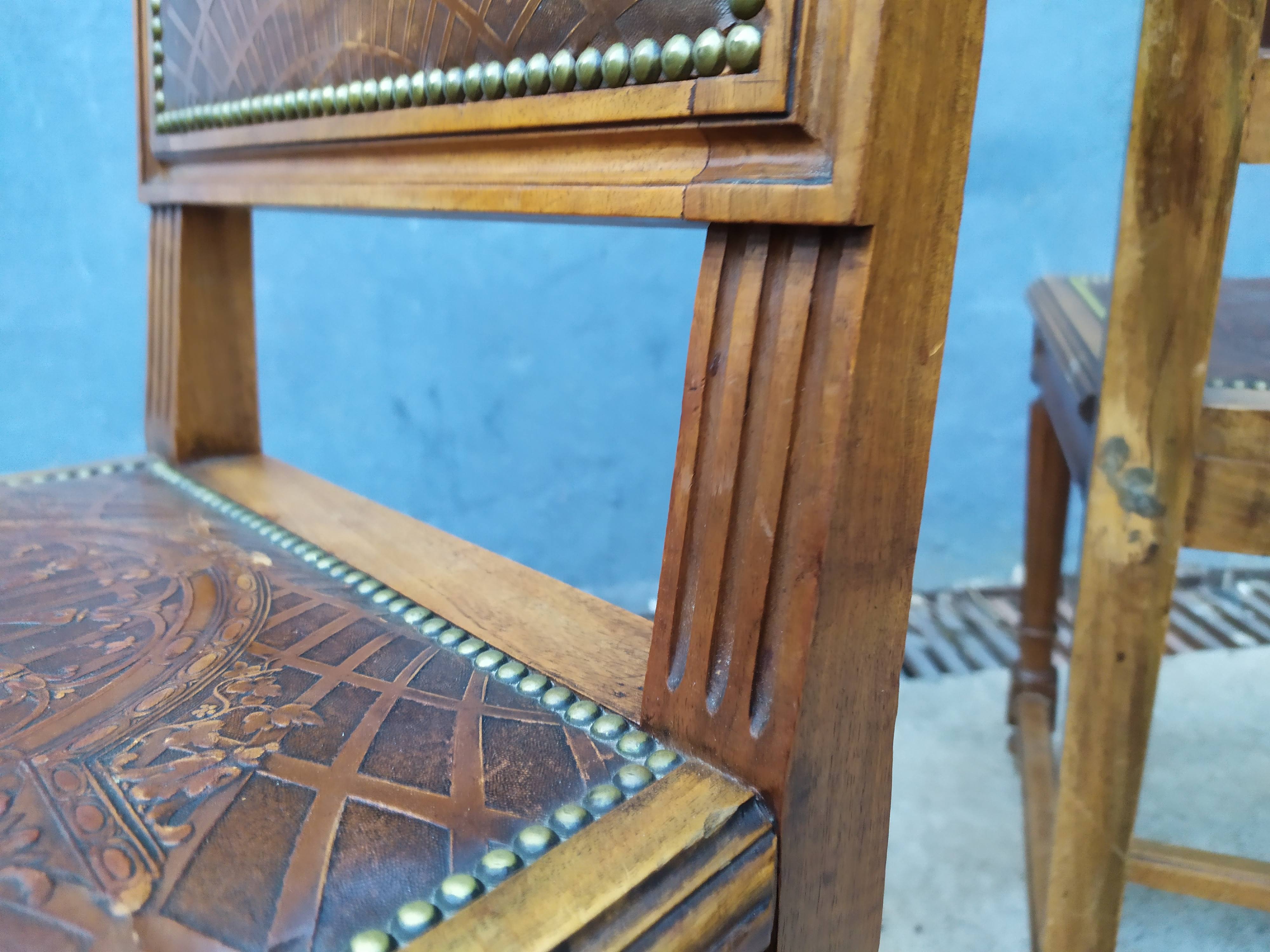 4 Louis XVI leather chairs