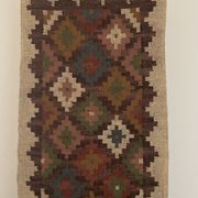 2.5 x10 ft - jute/wool kilim runner,handmade,area,home decor,bed side,indian traditional rug/carpet.
