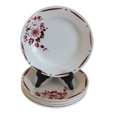 6 flat plates from the 40s decoration Flowers - Saint Amand Terre de Fer
