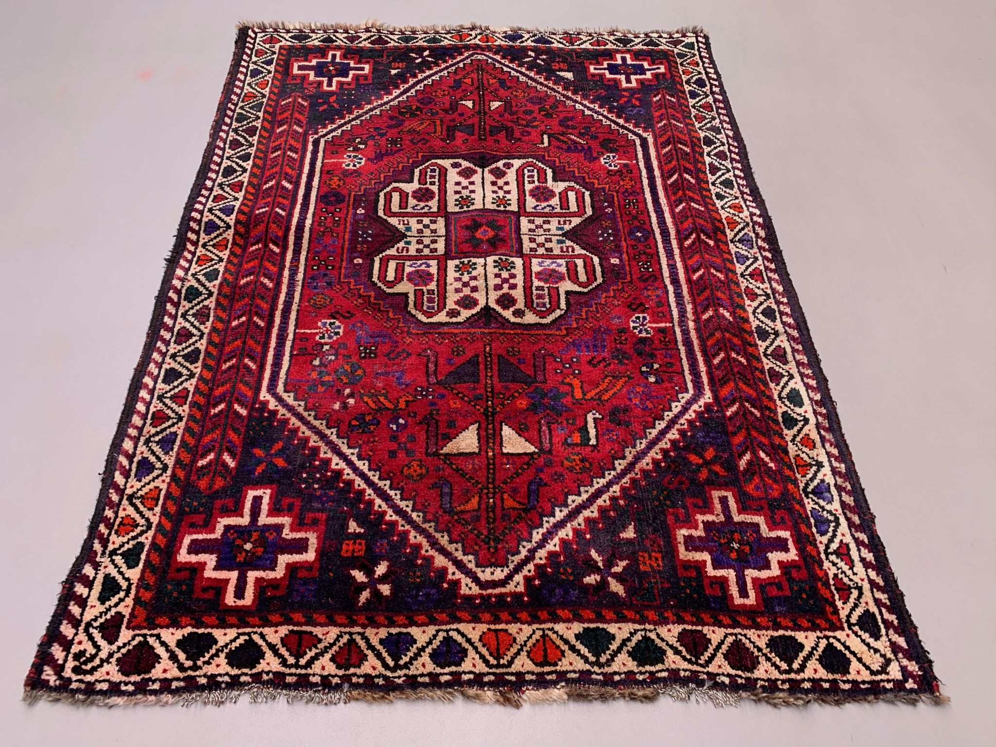 Vintage tribal rug 160x117 cm wool oriental handmade rug red, medium