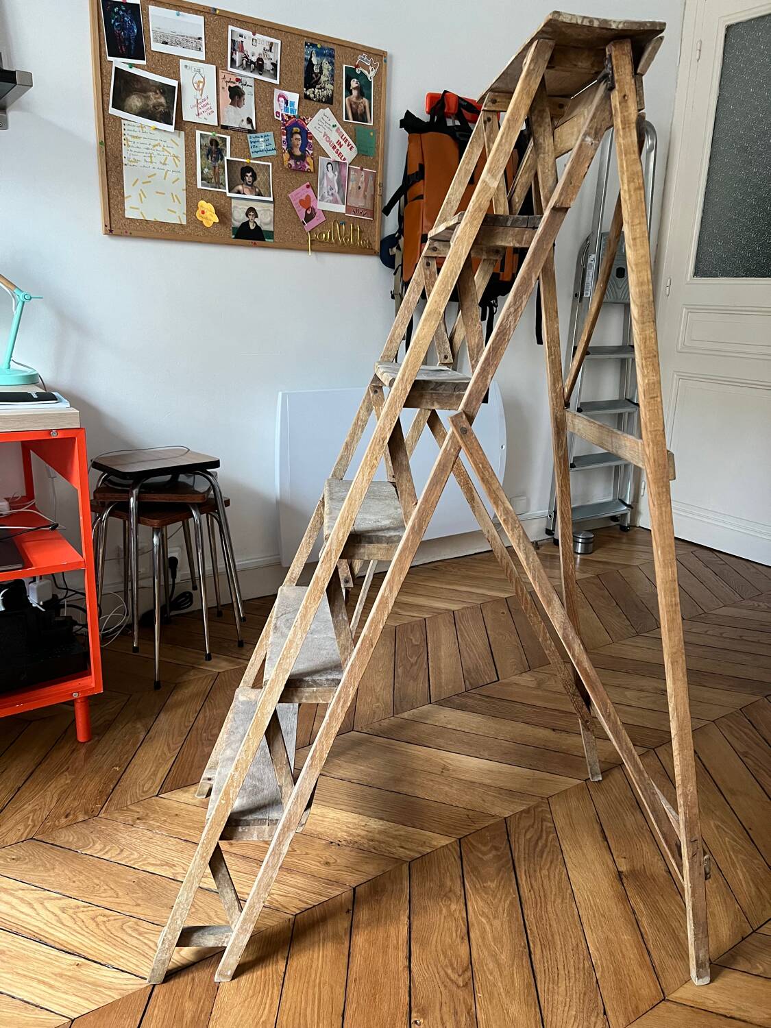 Old wooden painter's stepladder