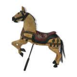 Wooden horse with period ironwork support