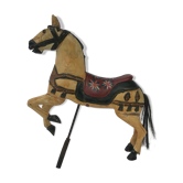 Wooden horse with period ironwork support