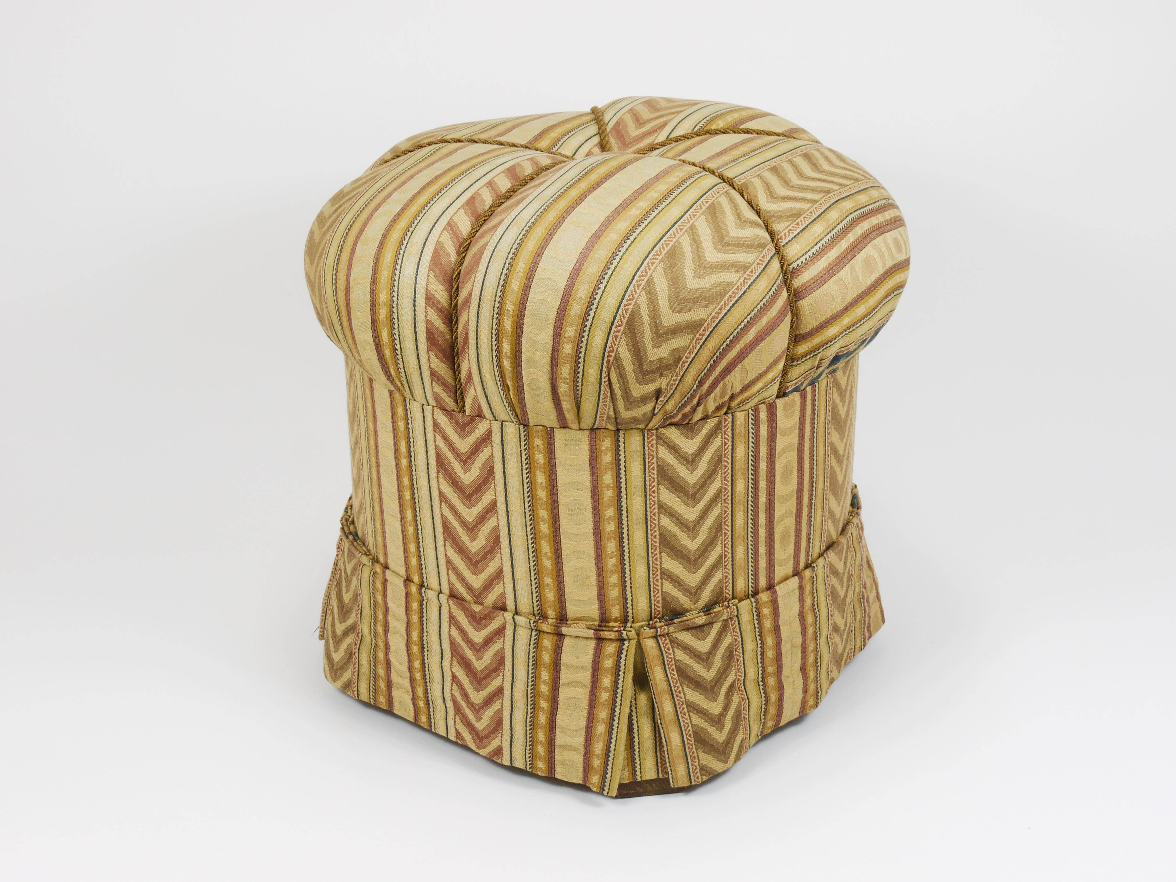 Art Deco Stool Friedrich Otto Schmidt, Pouf, Original Condition, Vienna, 1920s