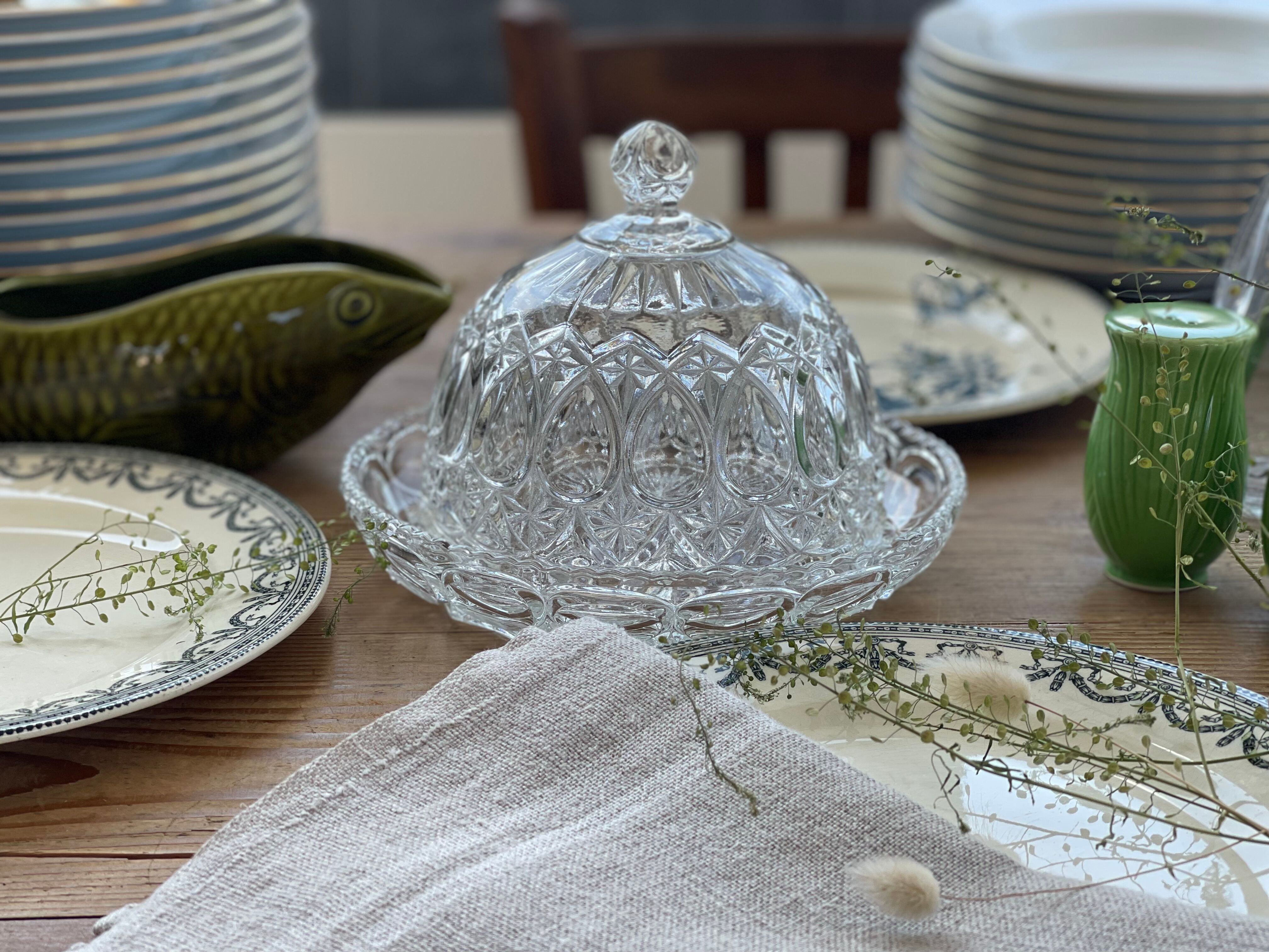 Crystal dish and bell