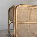Amsterdam rattan armchair with U-shaped armrest, squared canework