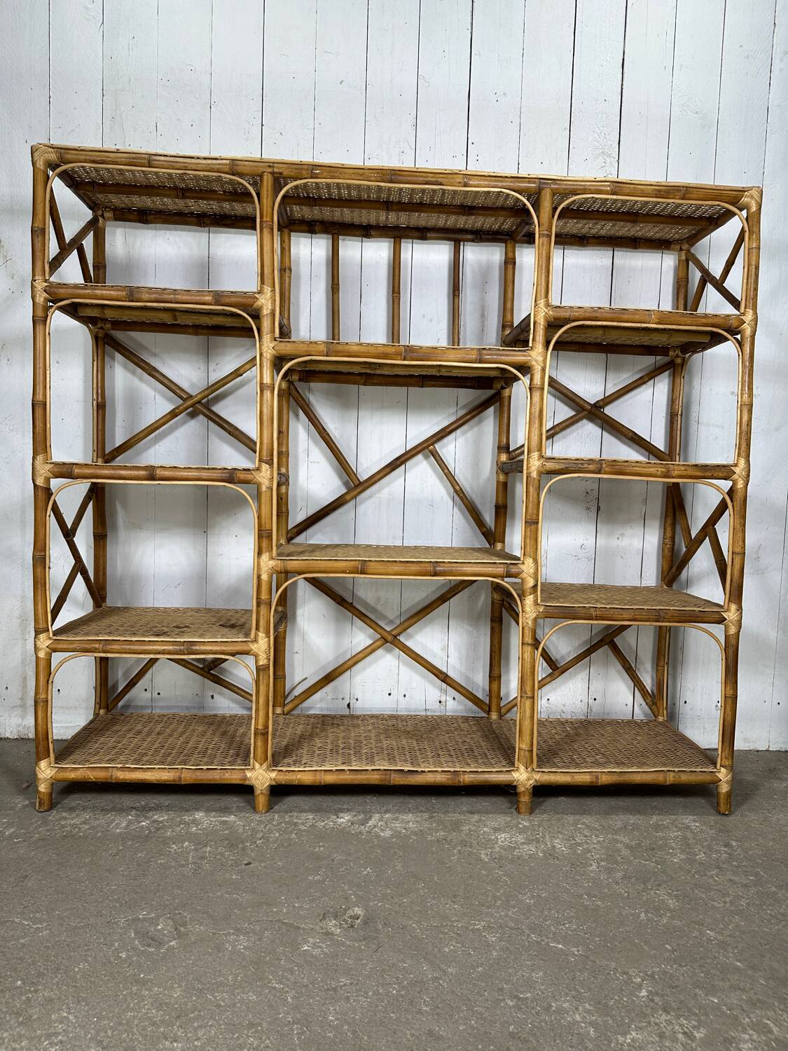Bamboo and rattan shelf