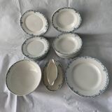 Service 20 plates and 3 dishes blue earthenware Vaucluse U-C Sarreguemines Digoin