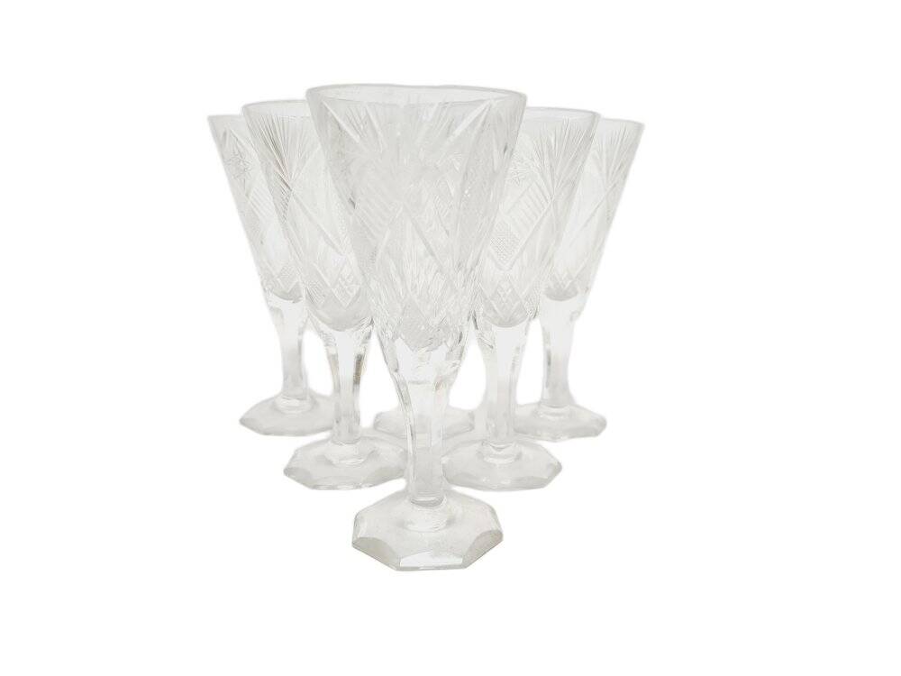 Art Deco Polish champagne glasses, 1900s, set of 6