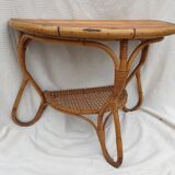 Rattan half-moon console