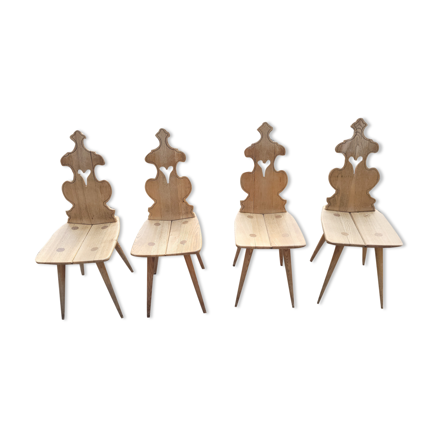 4 old Alsatian oak chairs