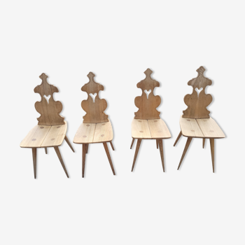 4 chaises alsacienne ancienne en chêne