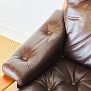 Scandinavian leather and teak bench from the 1960s.