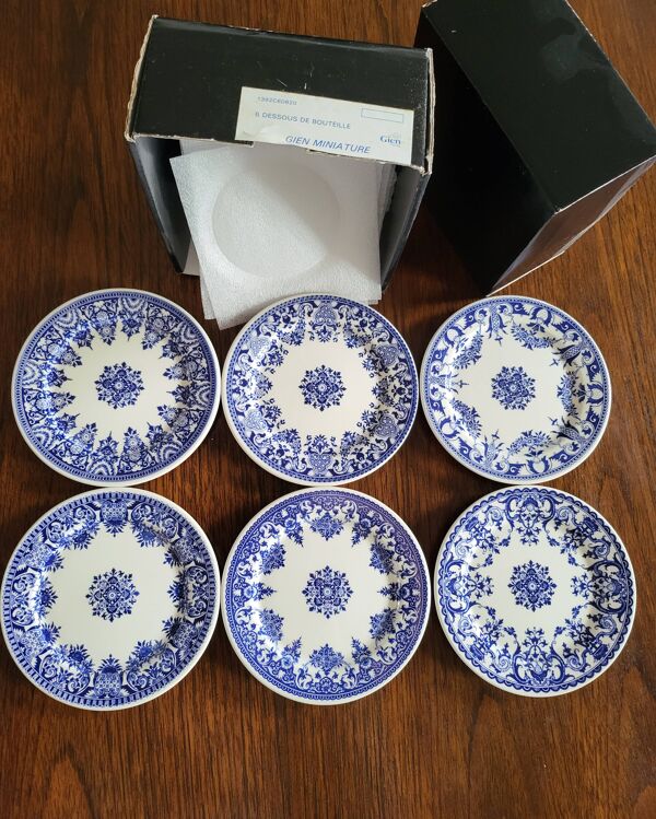 6 dessous de bouteille en porcelaine gien