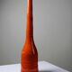 Bright orange mid-century decorative bottle lamp base glazed pottery.