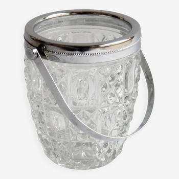 Checkerboard glass ice bucket