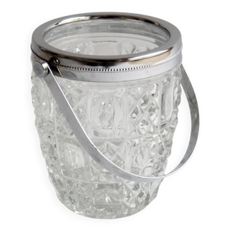 Checkerboard glass ice bucket