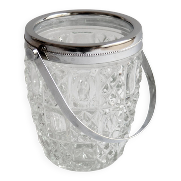 Checkerboard glass ice bucket