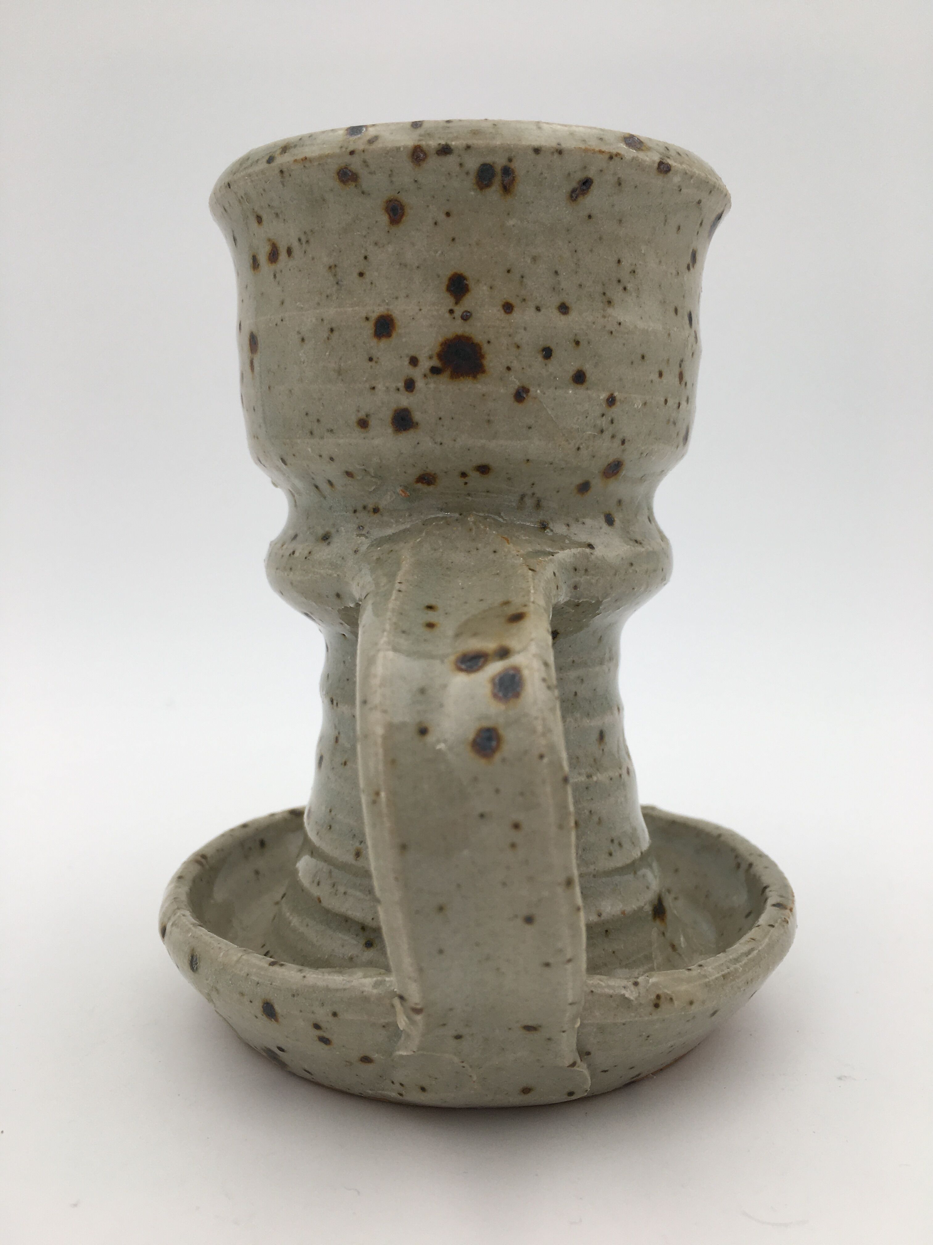 Bougeoir en grès pyrité émaillé, signé Gustave Tiffoche - années 1960