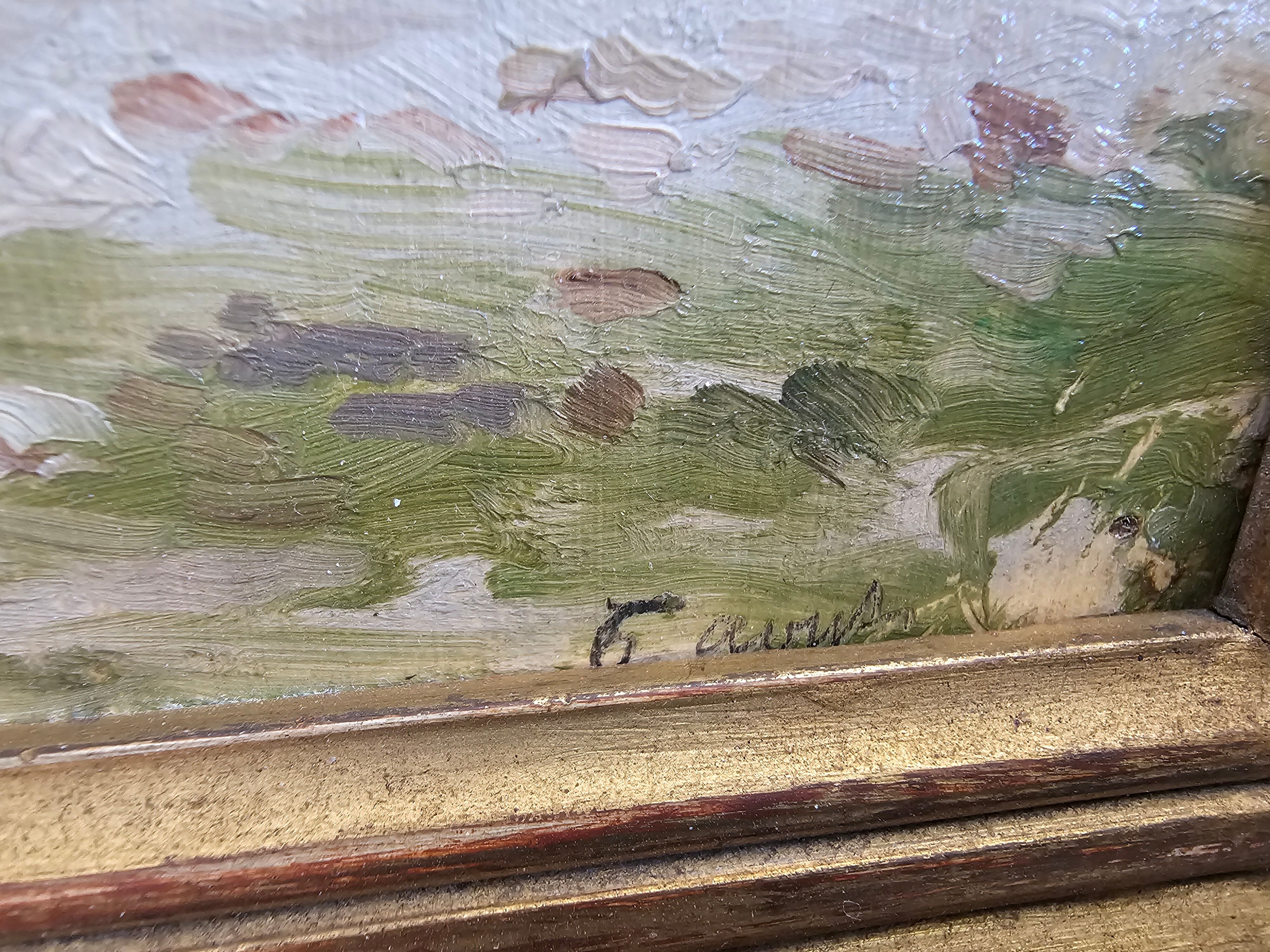 Oil on Panel - Marine Boats on Beach signed (to be identified)