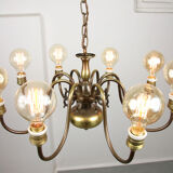 Viennese minimal brass 8-arm chandelier