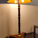 Lampe tripode art déco en bois et laiton signé France Paris