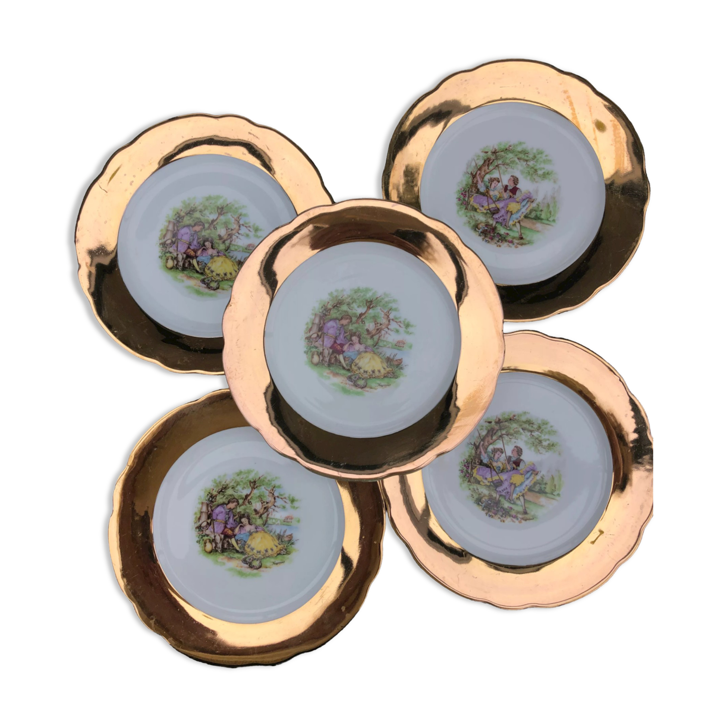 Set of 5 small dessert plates