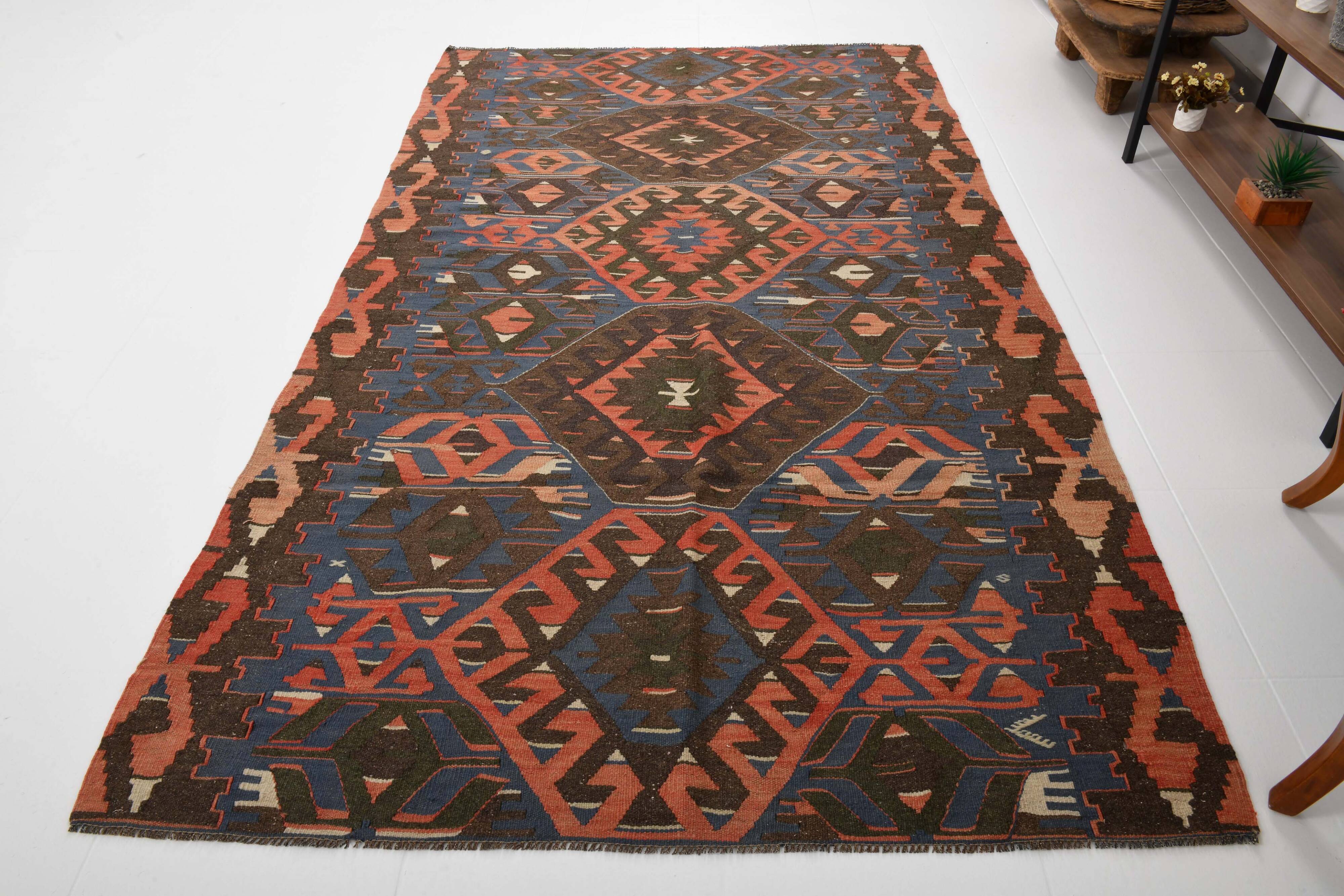 Blue & Brown Vintage Kilim Rug 158x275Cm SK 35367