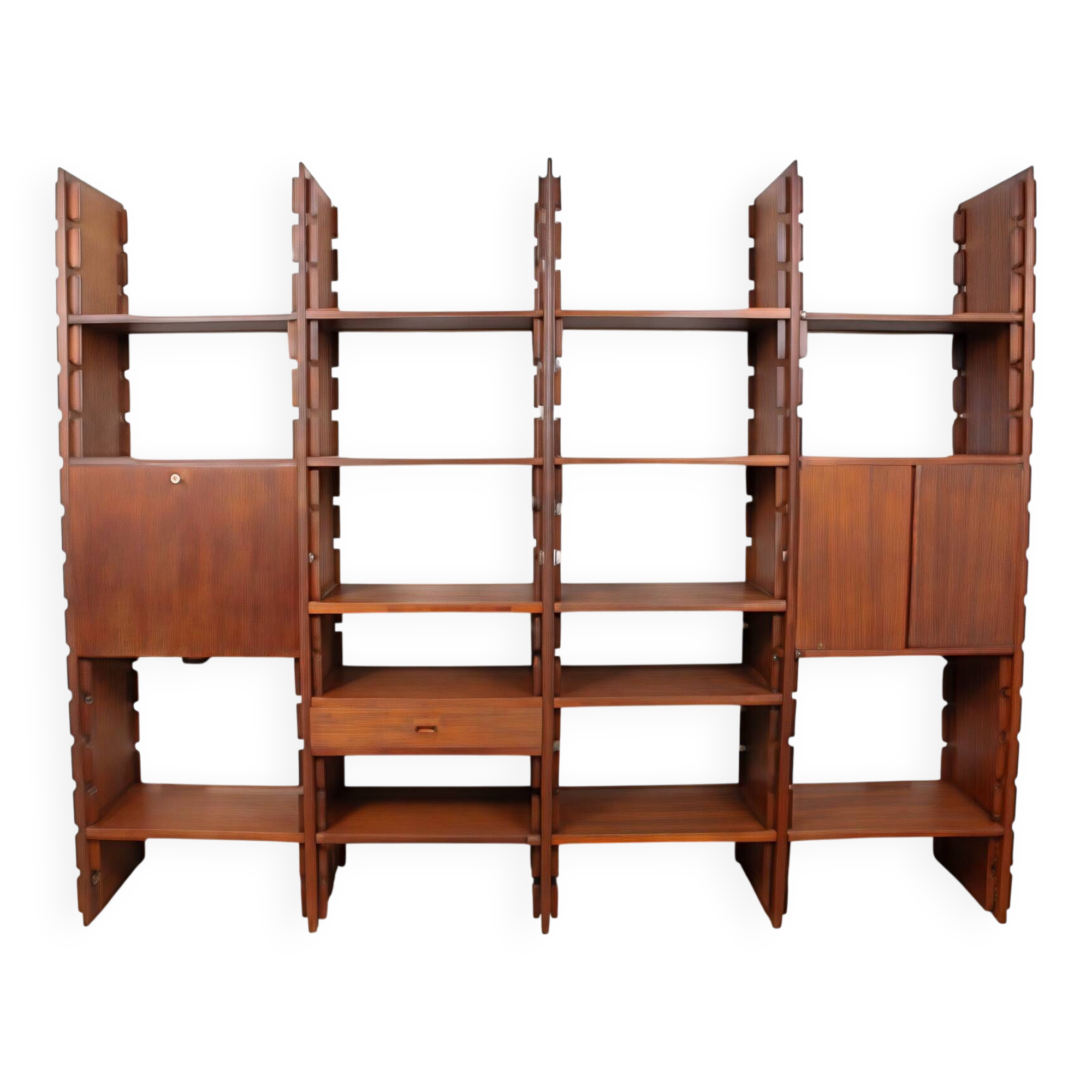 A vintage mid-century teak Gianfranco Frattini style bookcase room divider