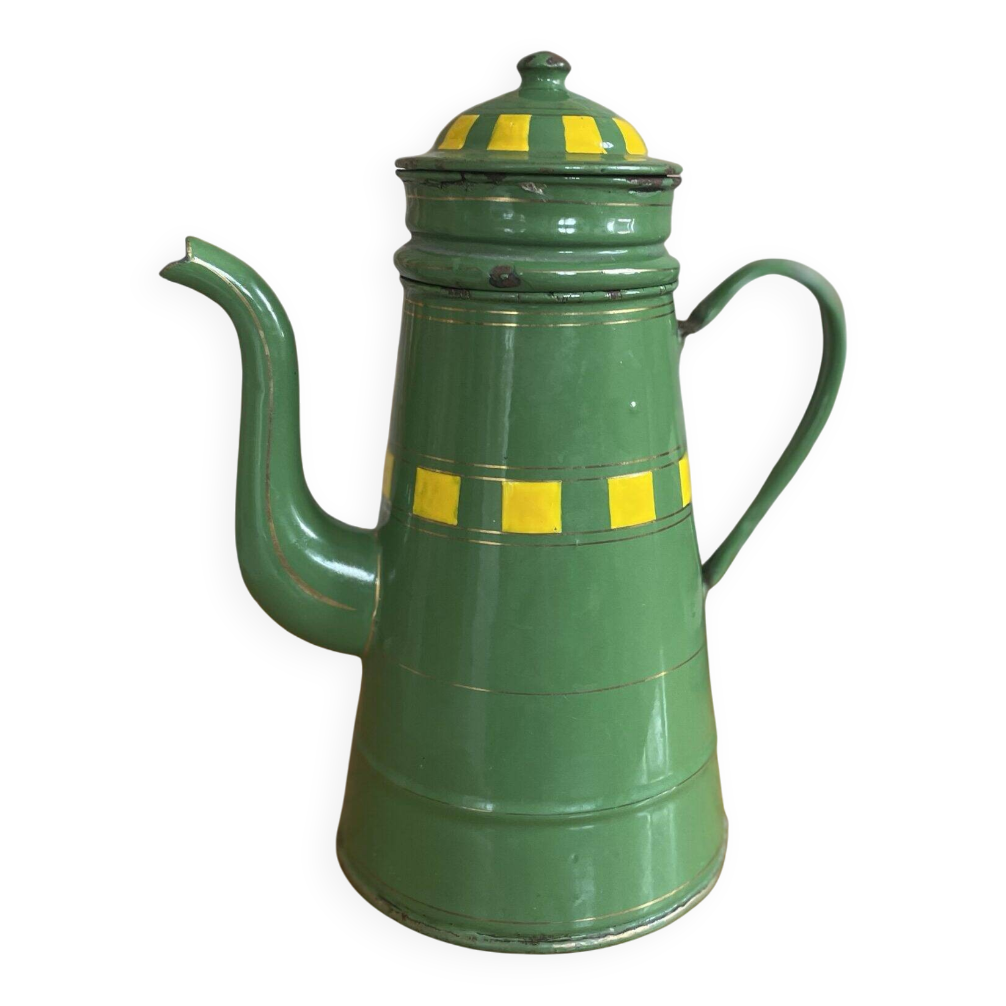 Green enamelled coffee pot