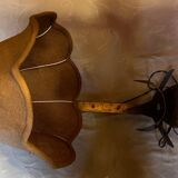 Vintage wrought iron burlap table lamp