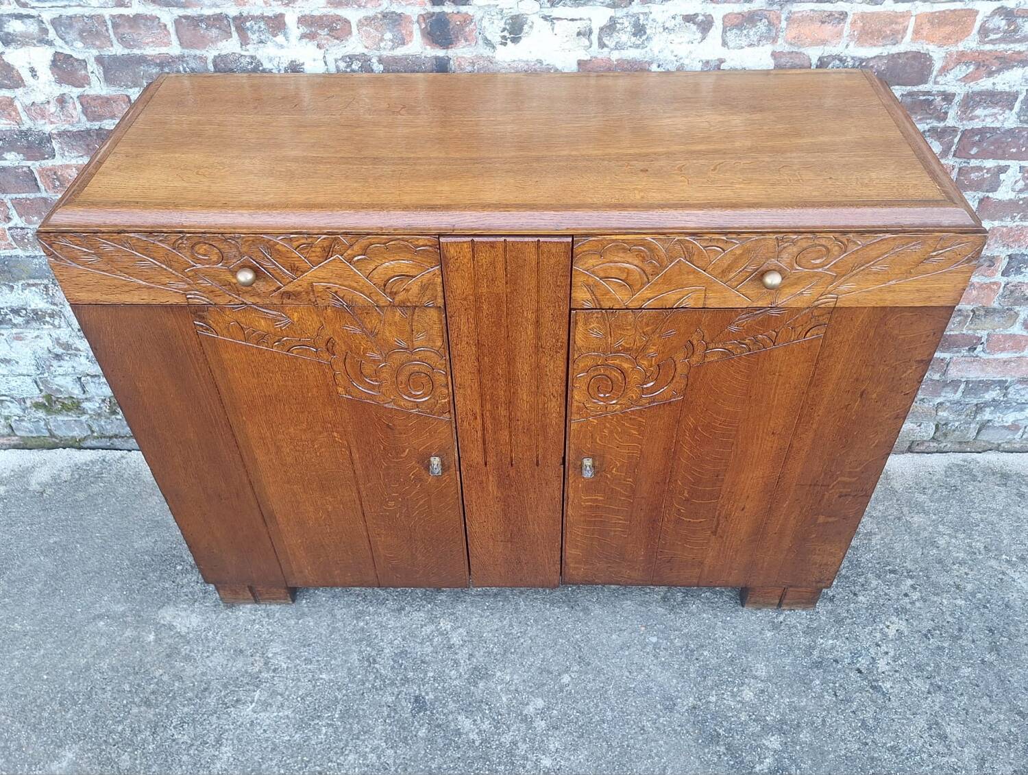 Art Deco buffet wooden tray, antique china cabinet