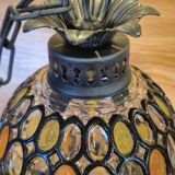 Vintage 1960s glass stained glass pendant light.