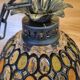 Vintage 1960s glass stained glass pendant light.