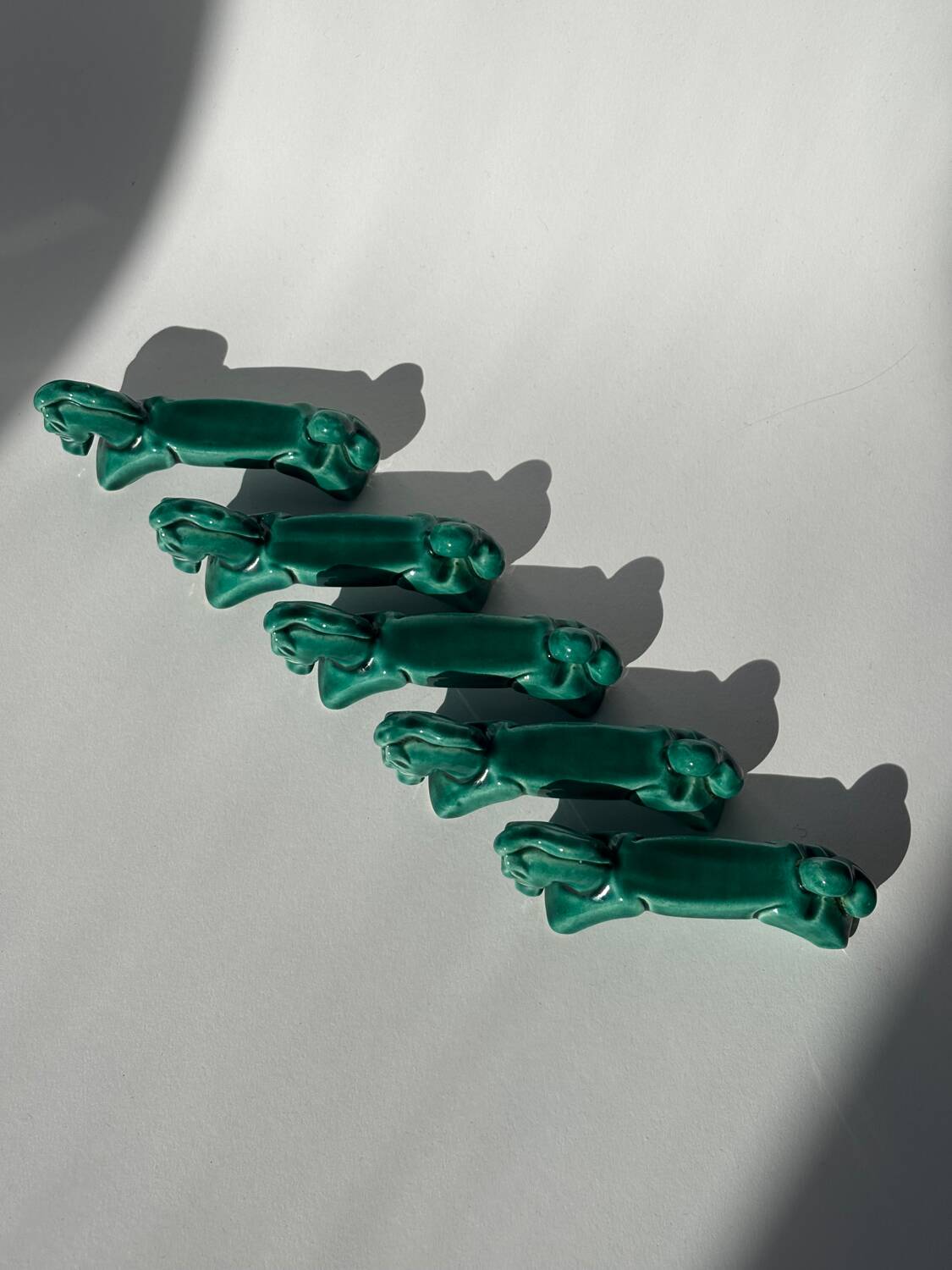 Green ceramic horse knife holder