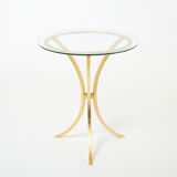 Golden iron and glass pedestal table by Roger Thibier 1960