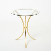 Golden iron and glass pedestal table by Roger Thibier 1960