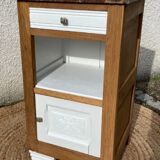 Bedside in Art Deco oak, marble