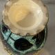 Pair of Vallauris vases in turquoise and black ceramic enhanced with o