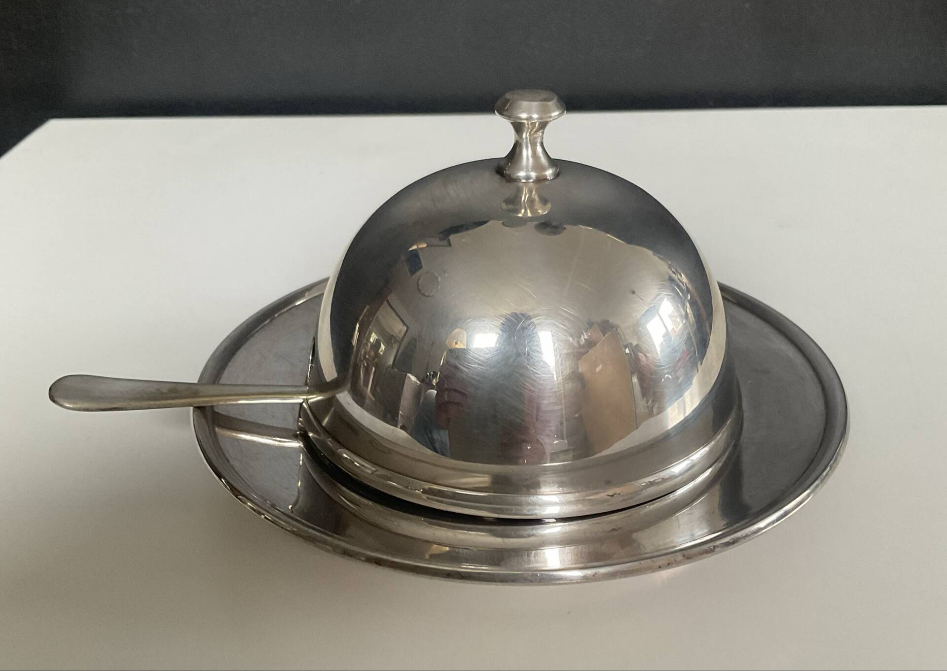 Vintage silver-plated bell-shaped butter dish