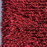 Tapis Rya en laine tissé à la main, design scandinave rouge vintage, années 1970