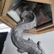 Monumental lamp with a dolphin in cast iron and lead scales - 110cm