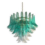 Lustre à pétales « Sella » de style moderne du milieu du siècle en vert d'eau à Mazzega