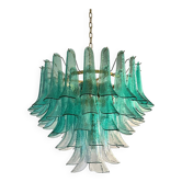 Mid-Century Modern Style Green-Wather "Sella" Petali Chandelier in Mazzega