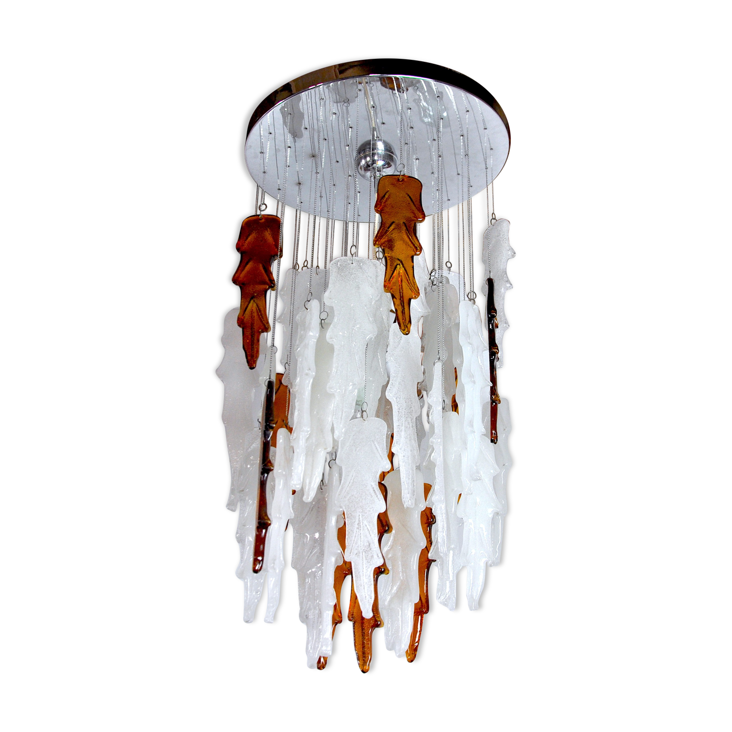 Two-tone waterfall chandelier Poliarte by Albano Poli, Murano, 1970, Italy