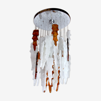 Lustre cascade bicolore Poliarte par Albano Poli, Murano, 1970, Italie