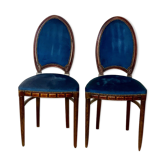 Pair of king blue art nouveau chairs